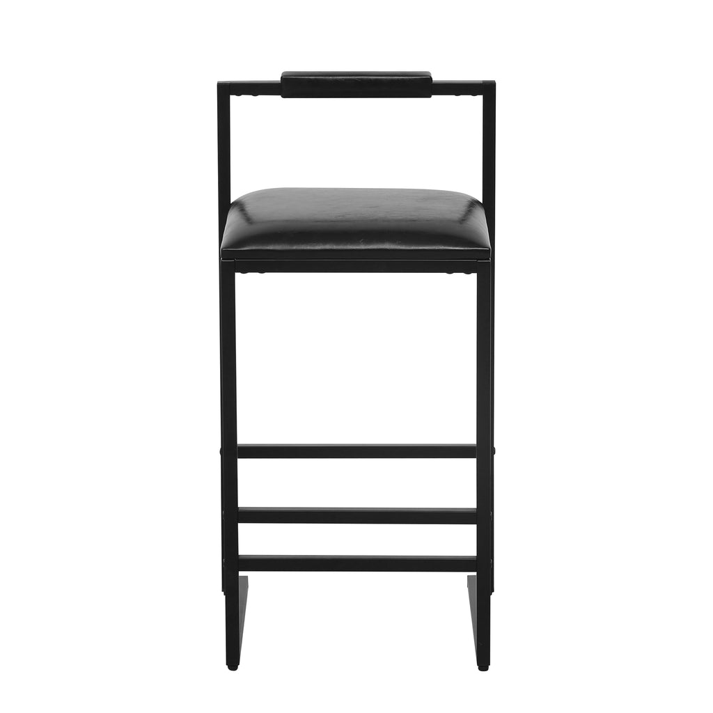 Black Bar Stool with Backrest Set of 2