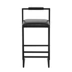 Black Bar Stool with Backrest Set of 2