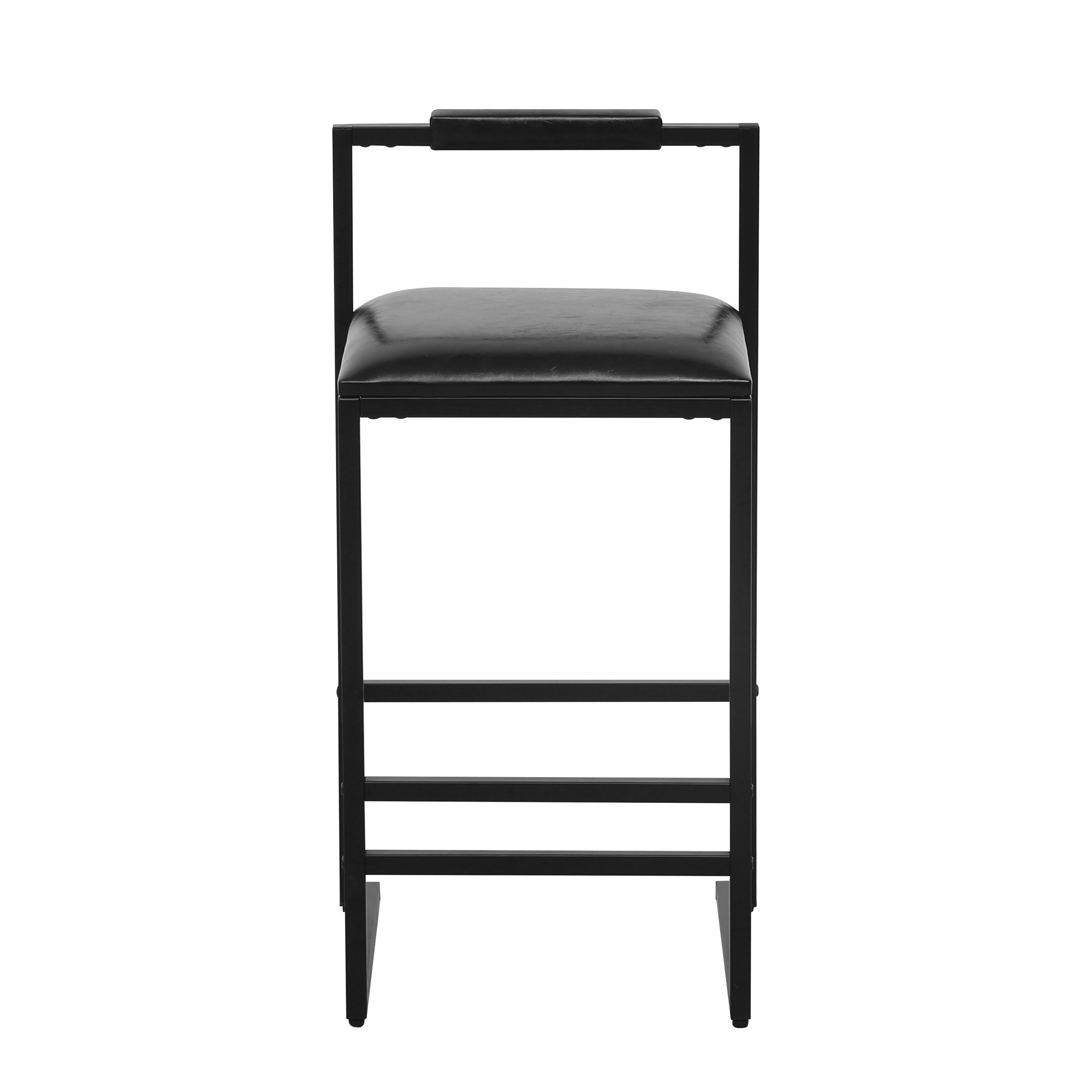Black Bar Stool with Backrest Set of 2