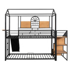 Twin Over Twin Metal Bunk Bed with Slide and Storage Stair