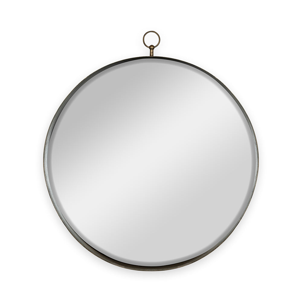 24" Gold Round Mirror with Iron Frame