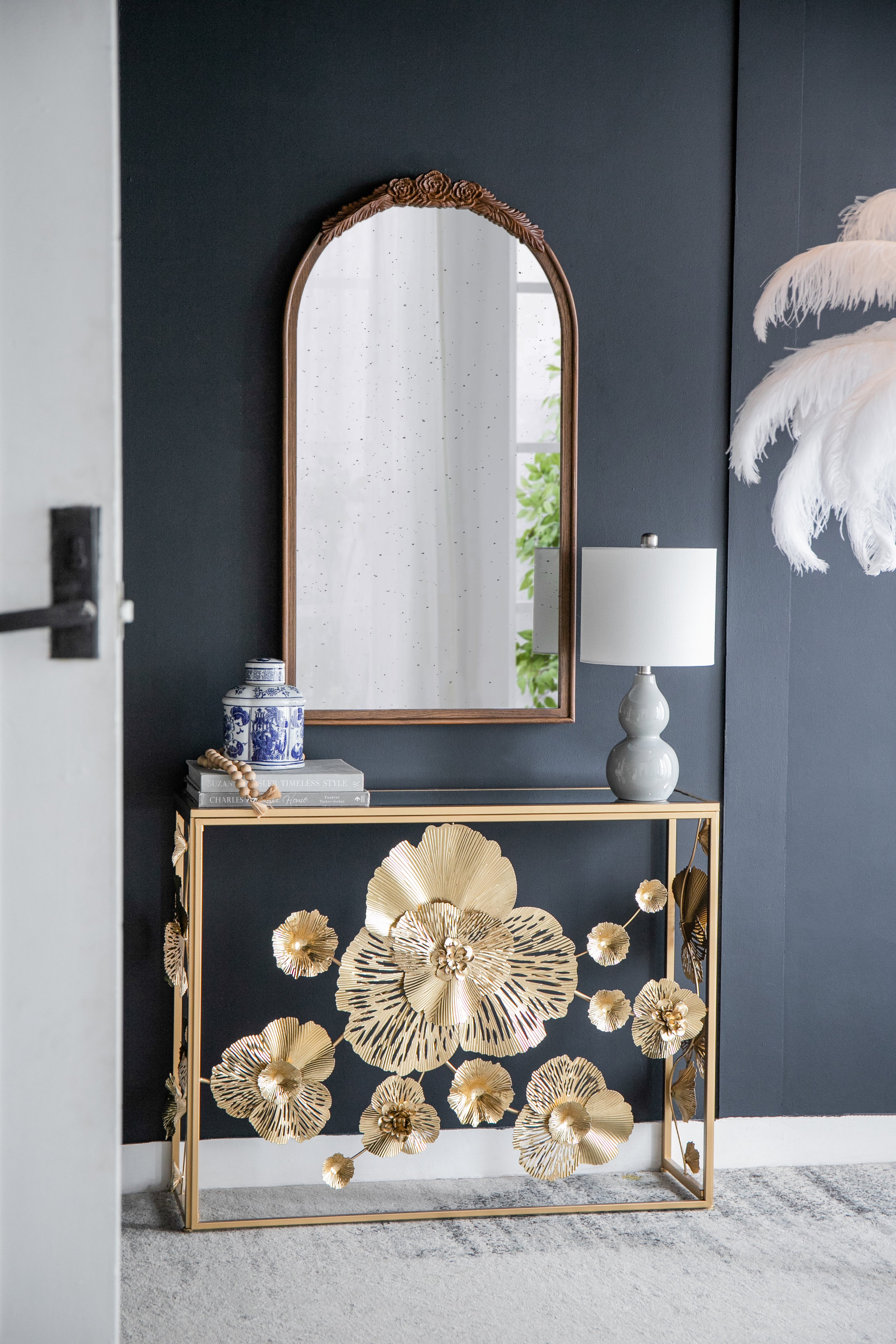 23" x 42" Hand Carved Rose Antique Mirror Frame