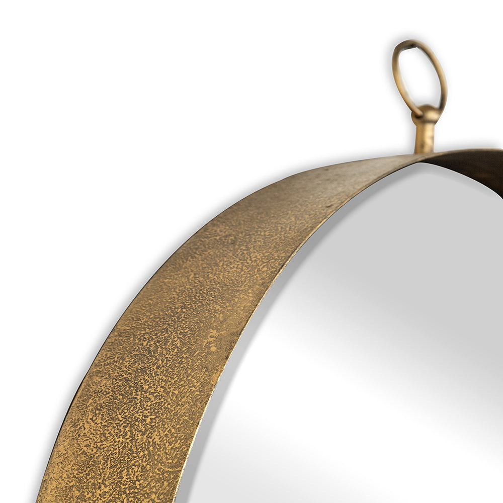 24" Gold Round Mirror with Iron Frame