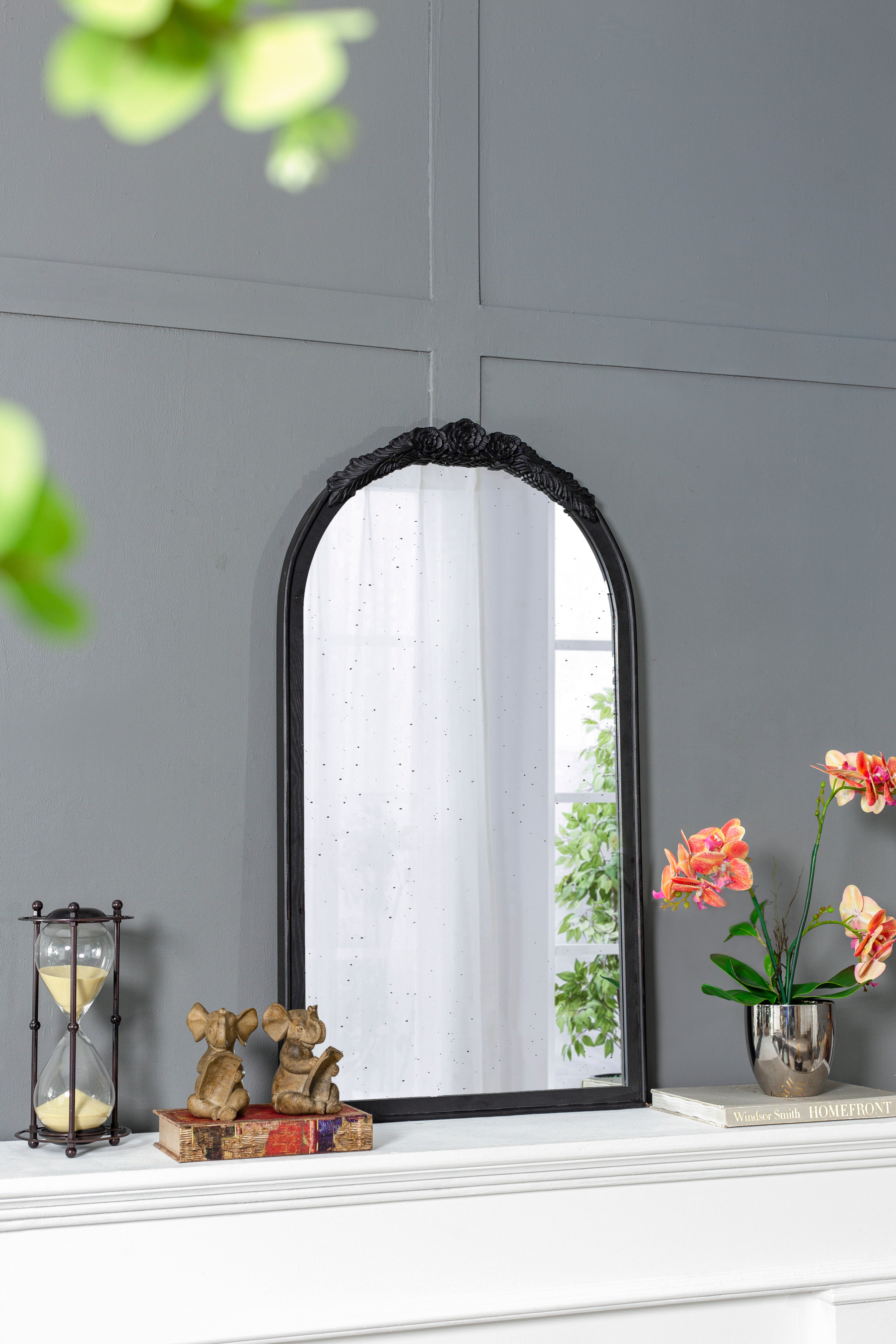 Hand Carved Rose Antique Mirror Frame