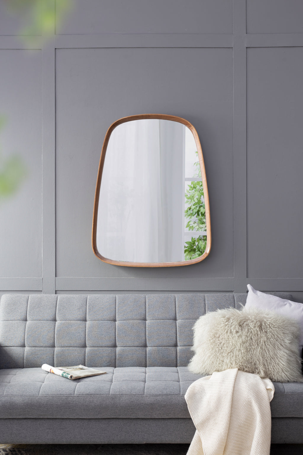 27"x37" Irregular Mirror with Wood Frame