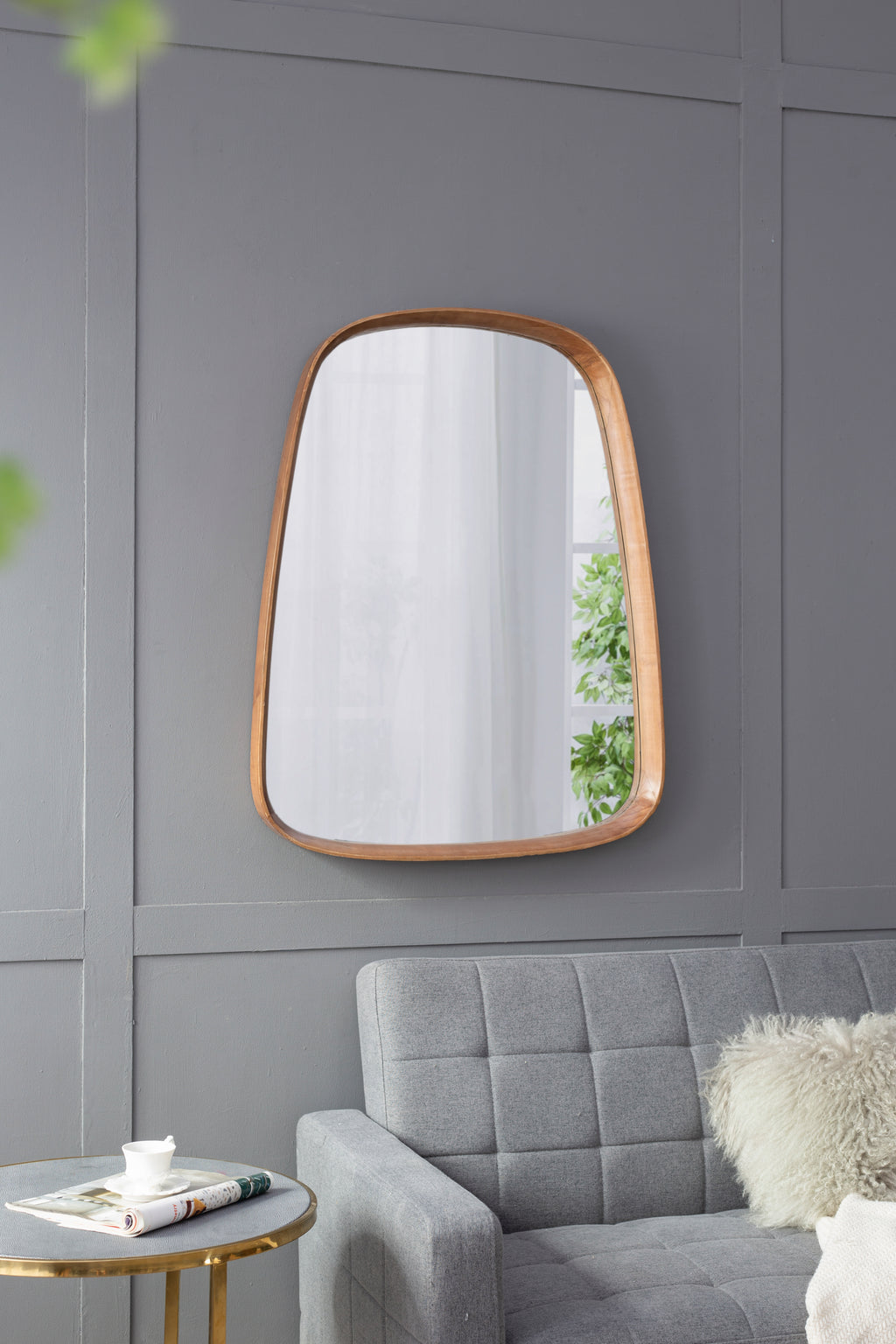 27"x37" Irregular Mirror with Wood Frame