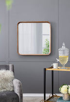 32"x32" Square Mirror with Wood Frame