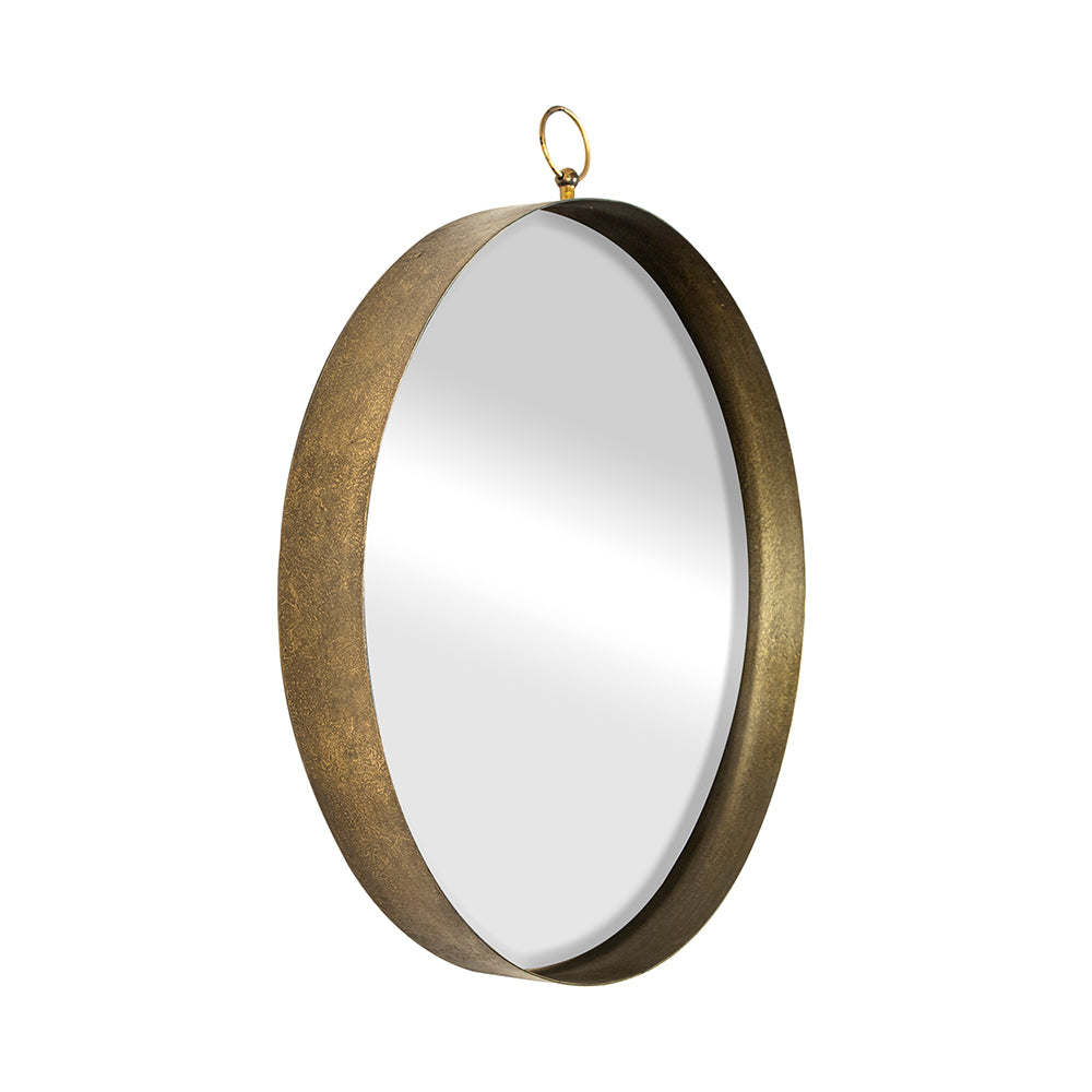 24" Gold Round Mirror with Iron Frame