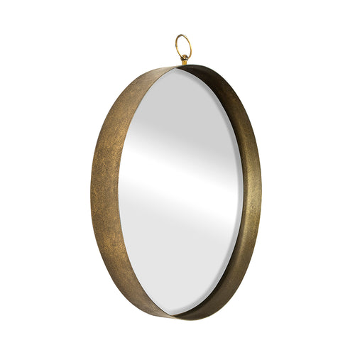 24" Gold Round Mirror with Iron Frame
