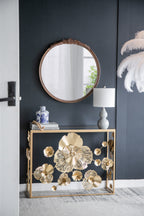 30"x30" Round Hand Carved Rose Antique Mirror Frame
