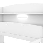Wood Twin Size Platform Bed with Built-in LED Light, Storage Headboard and Guardrail