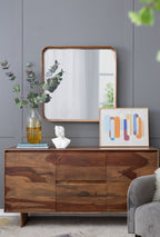 32"x32" Square Mirror with Wood Frame