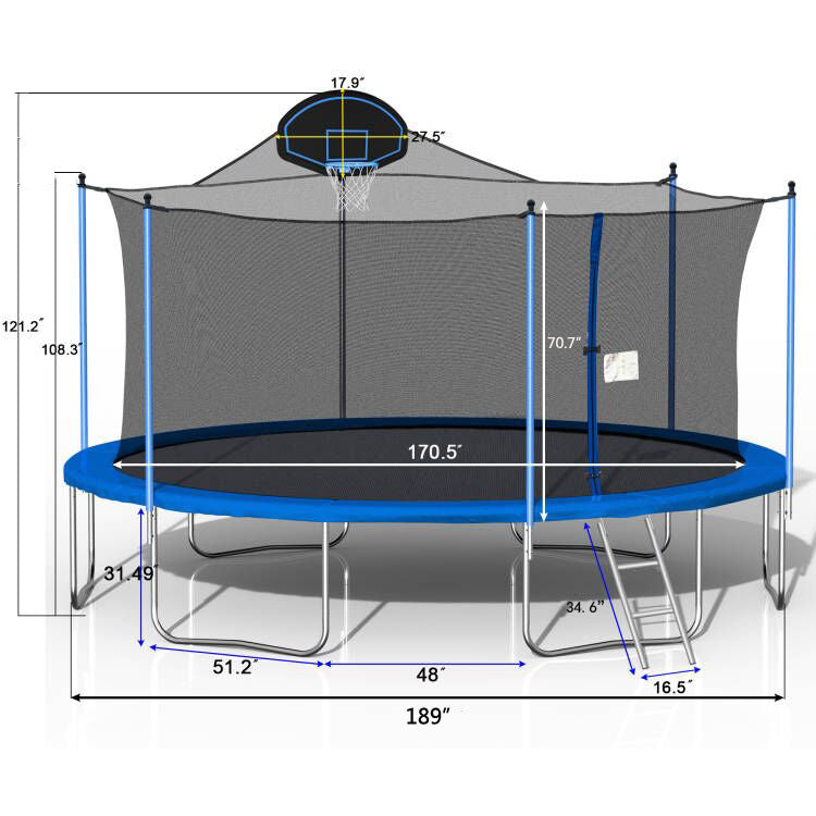 16FT Trampoline for Adults & Kids