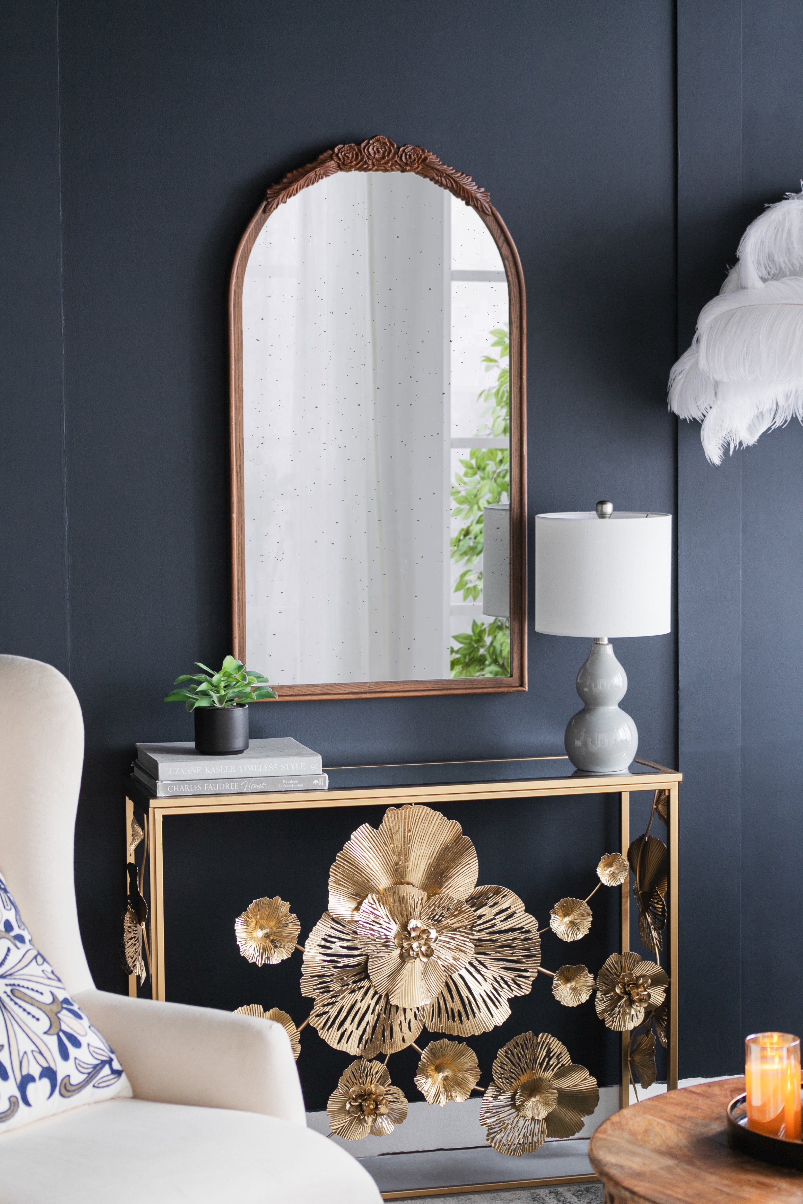 23" x 42" Hand Carved Rose Antique Mirror Frame