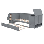 Twin Size Daybed with Storage Arms, Trundle and Charging Station