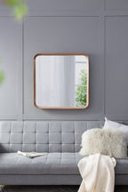 32"x32" Square Mirror with Wood Frame