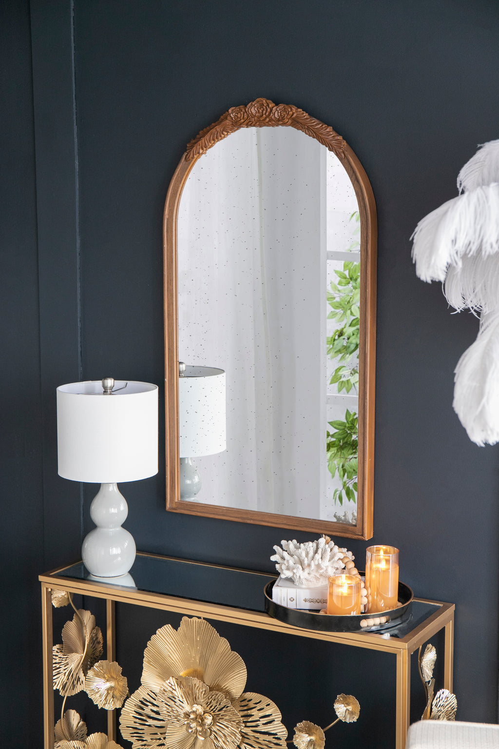 23" x 42" Hand Carved Rose Antique Mirror Frame