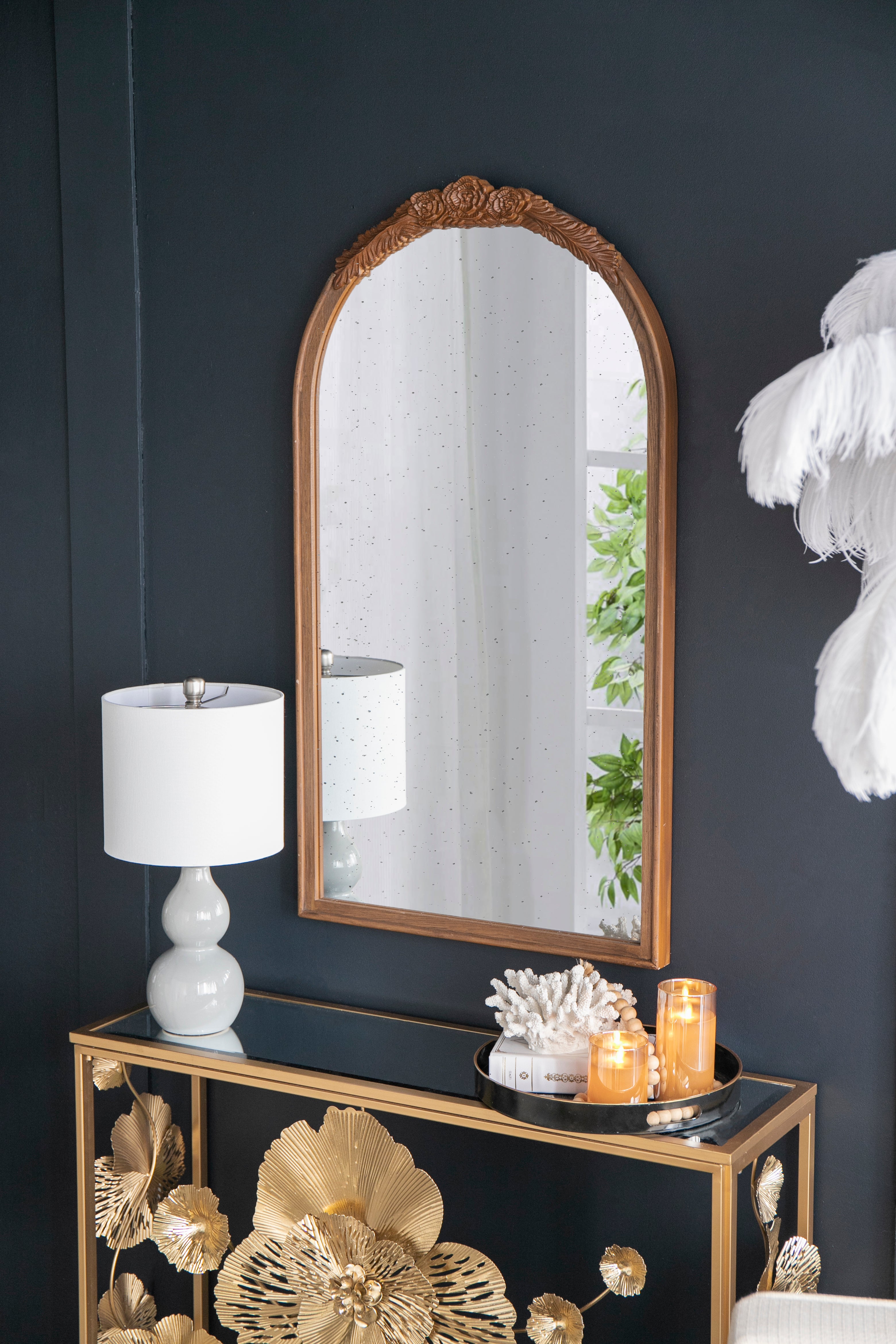 23" x 42" Hand Carved Rose Antique Mirror Frame