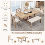 TOPMAX Farmhouse 82-Inch 6-Piece Extendable Dining Set