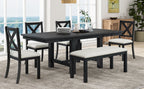 TOPMAX Farmhouse 82-Inch 6-Piece Extendable Dining Set