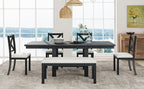 TOPMAX Farmhouse 82-Inch 6-Piece Extendable Dining Set