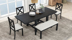 TOPMAX Farmhouse 82-Inch 6-Piece Extendable Dining Set
