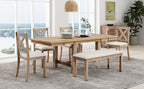 TOPMAX Farmhouse 82-Inch 6-Piece Extendable Dining Set