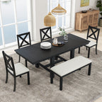 TOPMAX Farmhouse 82-Inch 6-Piece Extendable Dining Set