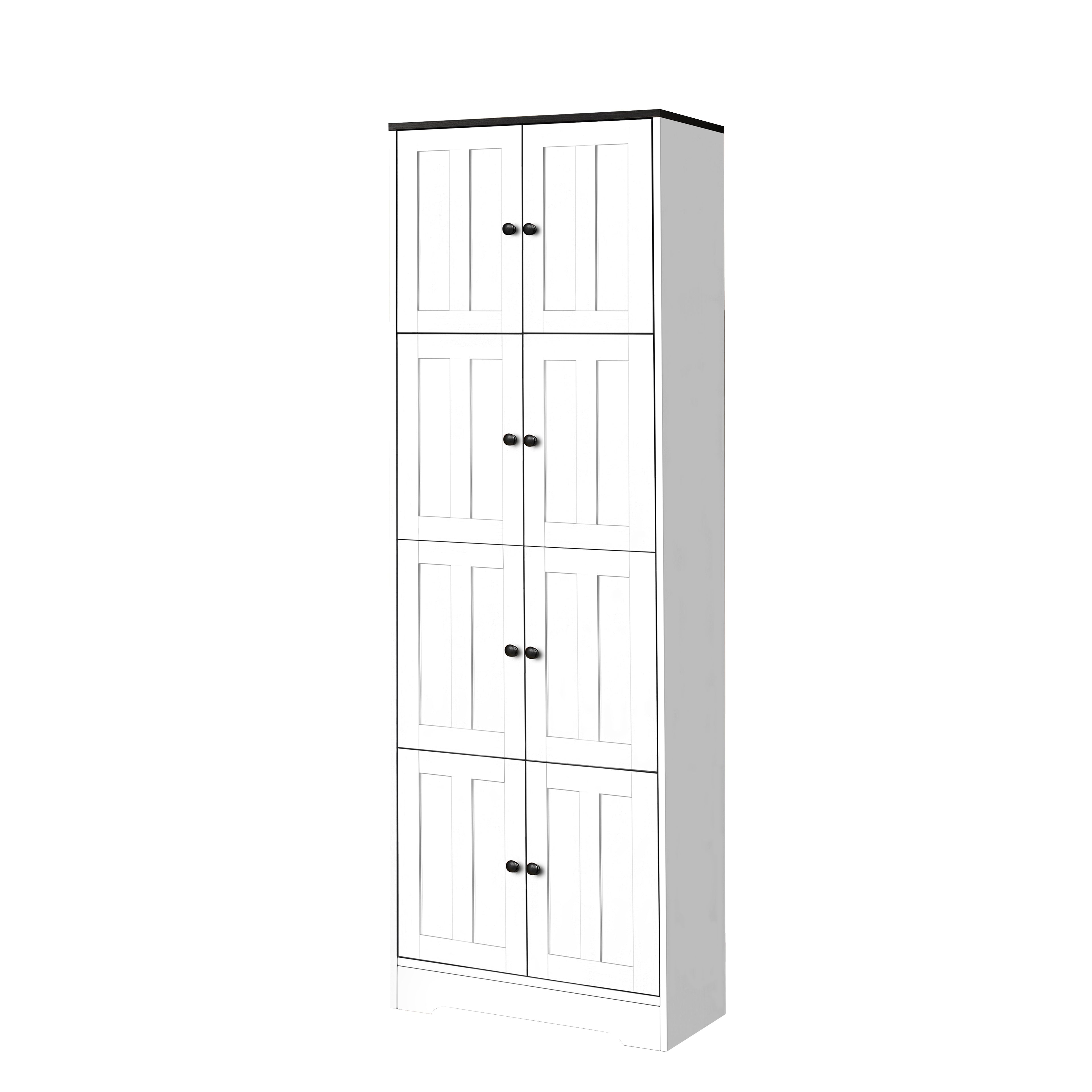 Tall Storage Cabinet with 8 Doors and 4 Shelves