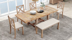 TOPMAX Farmhouse 82-Inch 6-Piece Extendable Dining Set