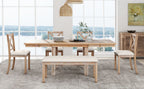 TOPMAX Farmhouse 82-Inch 6-Piece Extendable Dining Set