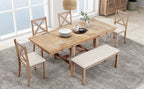 TOPMAX Farmhouse 82-Inch 6-Piece Extendable Dining Set