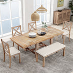 TOPMAX Farmhouse 82-Inch 6-Piece Extendable Dining Set