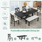 TOPMAX Farmhouse 82-Inch 6-Piece Extendable Dining Set