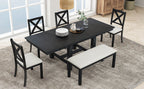 TOPMAX Farmhouse 82-Inch 6-Piece Extendable Dining Set