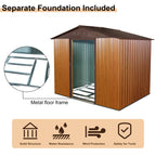 8ft x 6ft Outdoor Metal Storage Shed with Metal Foundation