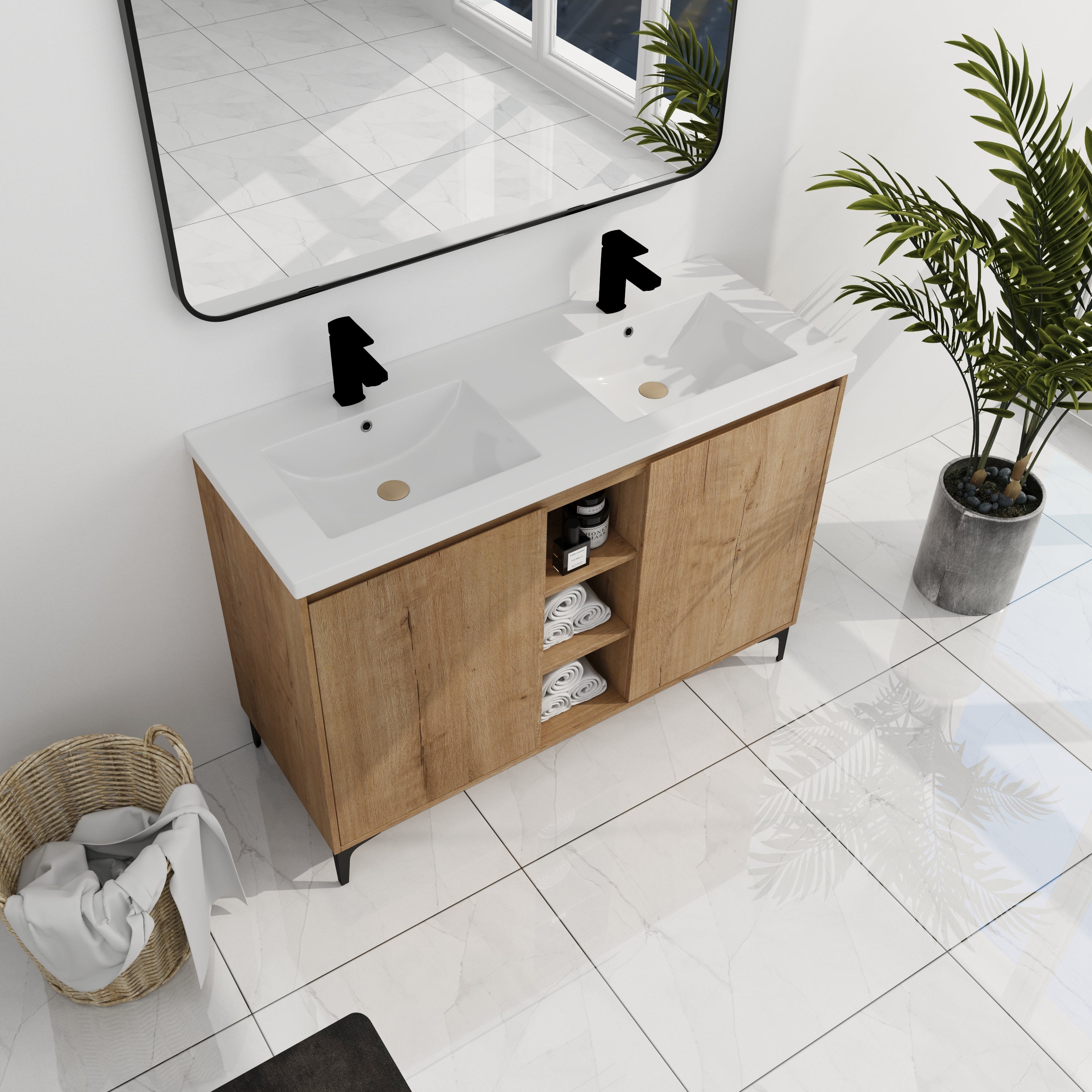 48" Freestanding Bathroom Vanity With Double Sink