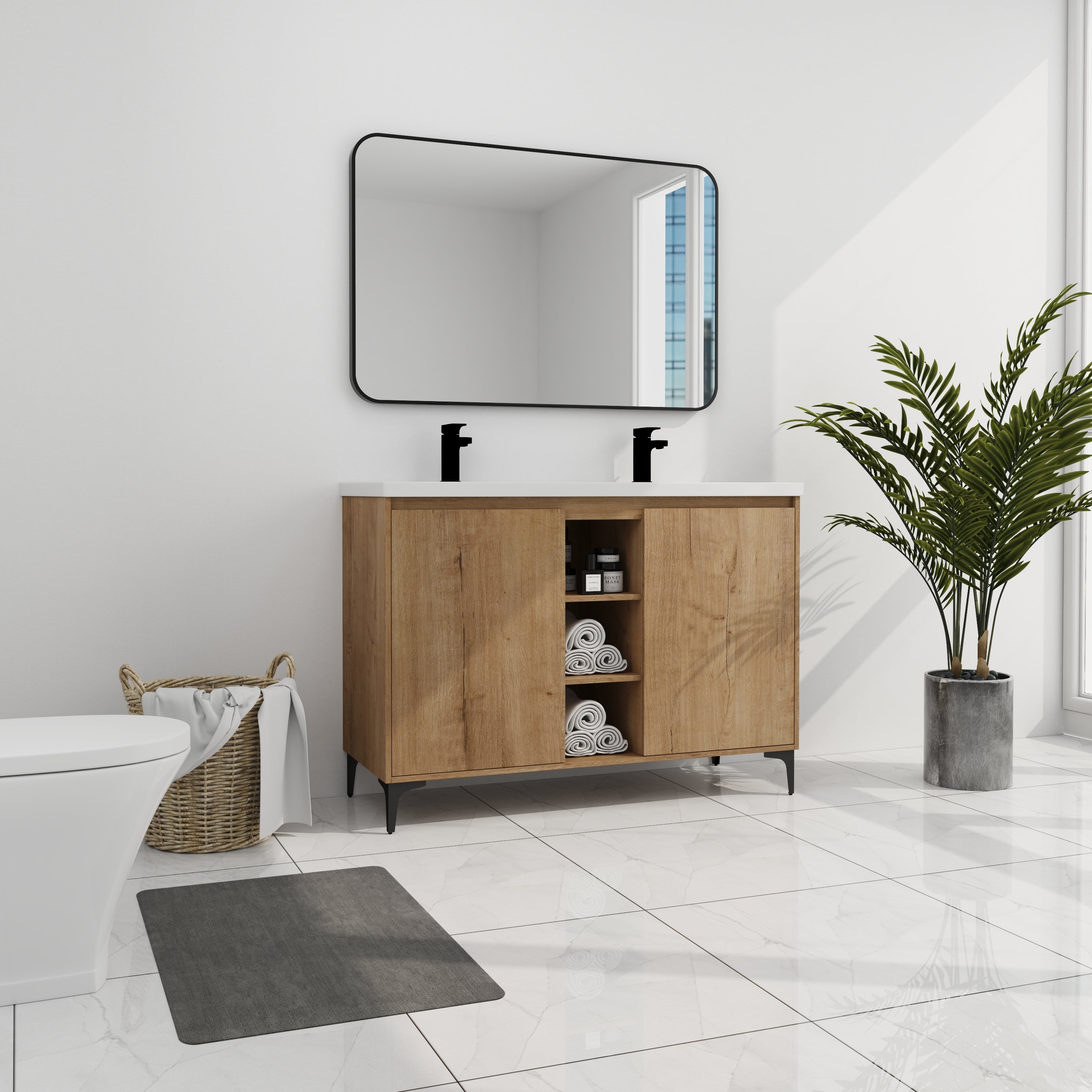 48" Freestanding Bathroom Vanity With Double Sink