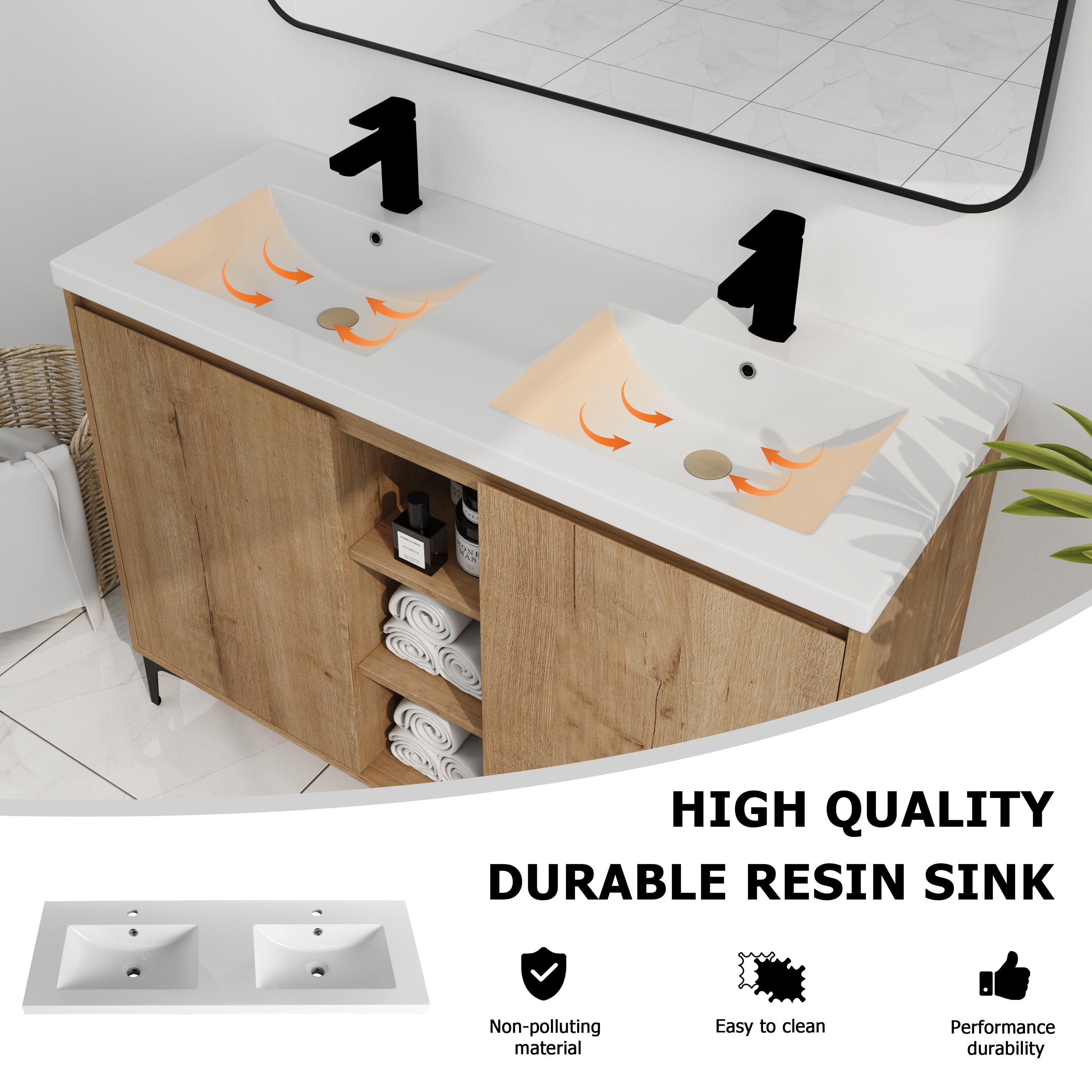 48" Freestanding Bathroom Vanity With Double Sink