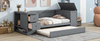 Twin Size Daybed with Storage Arms, Trundle and Charging Station