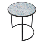 Set of 2 Round End Tables with Sturdy Metal Frame