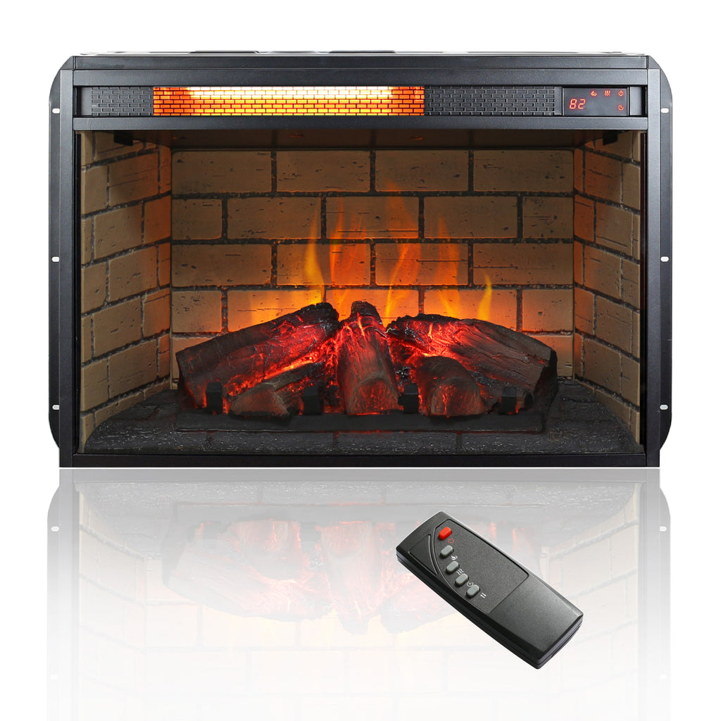 26 Inch Infrared Quartz Heater Fireplace Insert - Woodlog Version