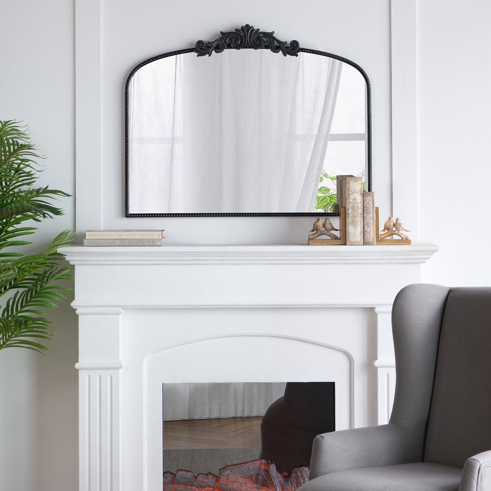 Classic Design Large Arch Mirror with Baroque Inspired Frame