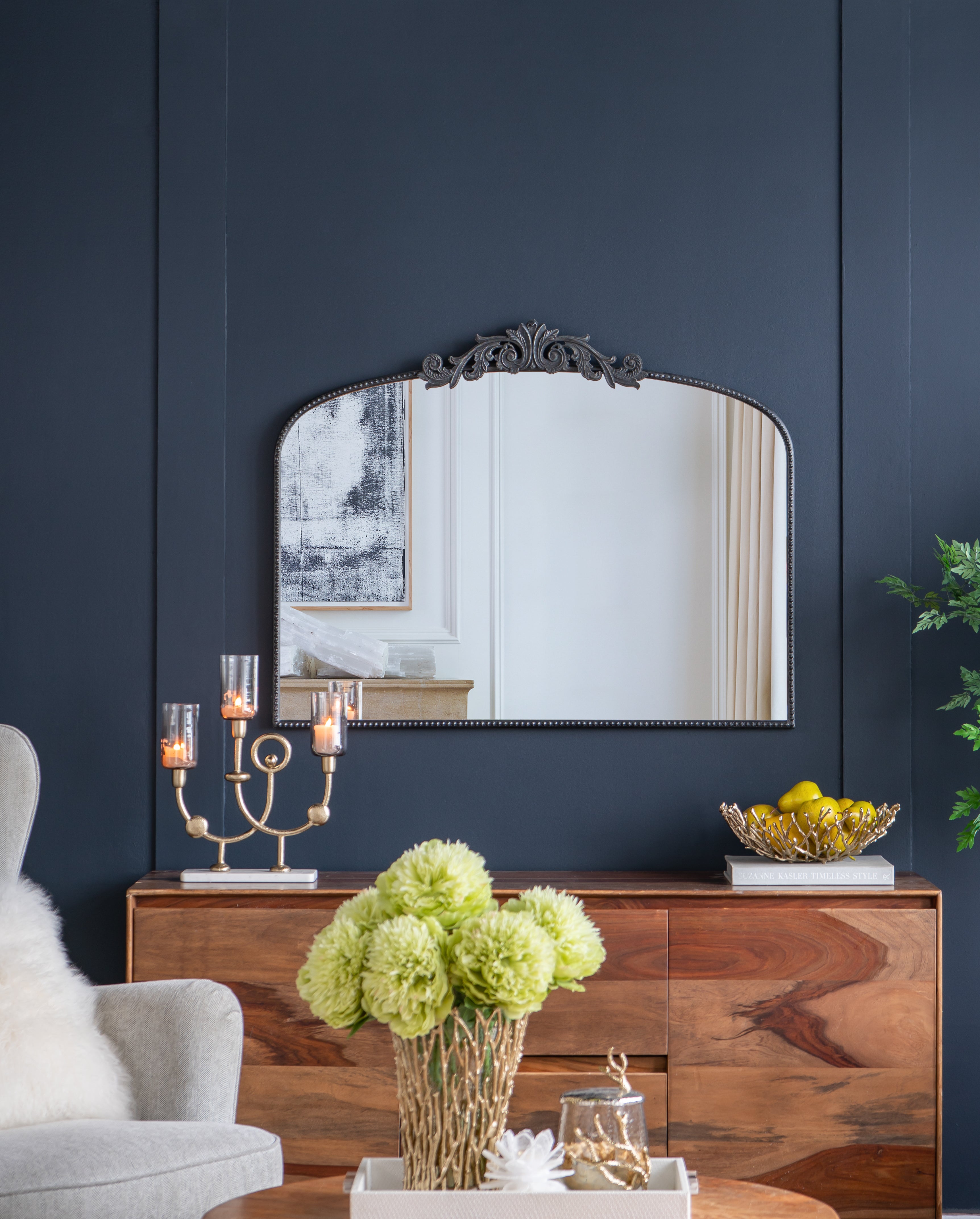 Classic Design Large Arch Mirror with Baroque Inspired Frame