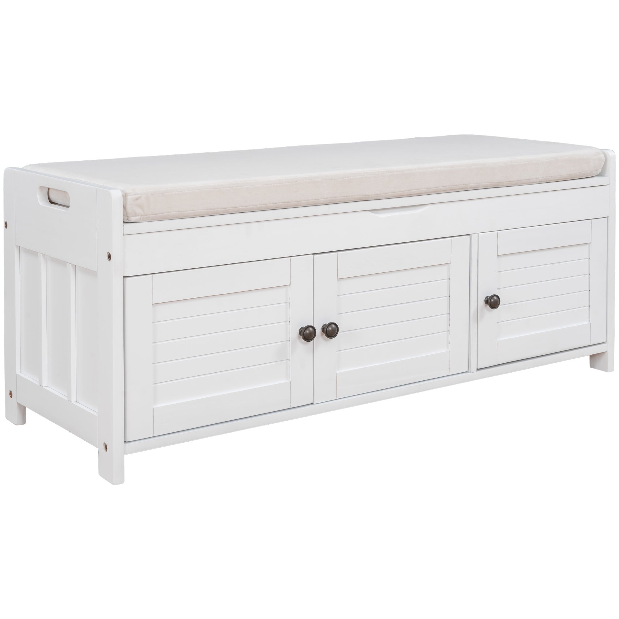 TREXM Storage Bench with 3 Shutter-shaped Doors