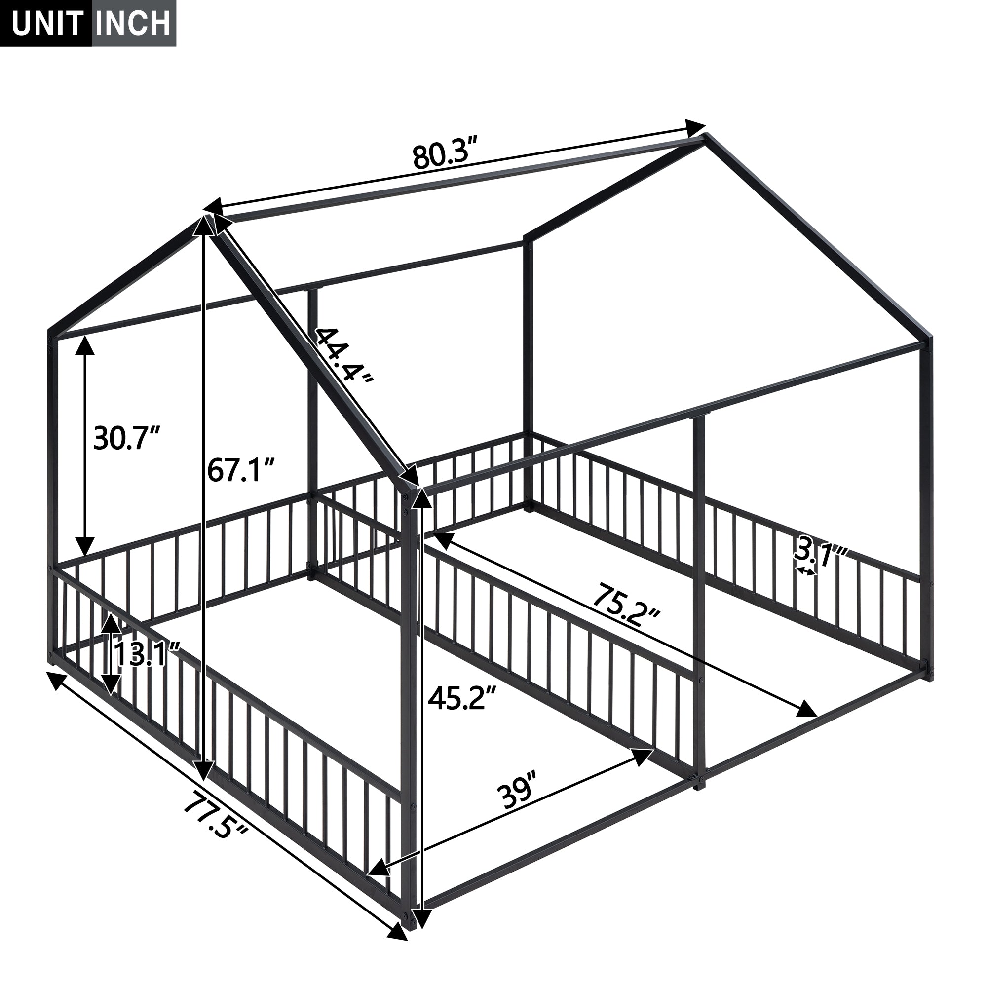 Metal Twin Size House Platform Beds