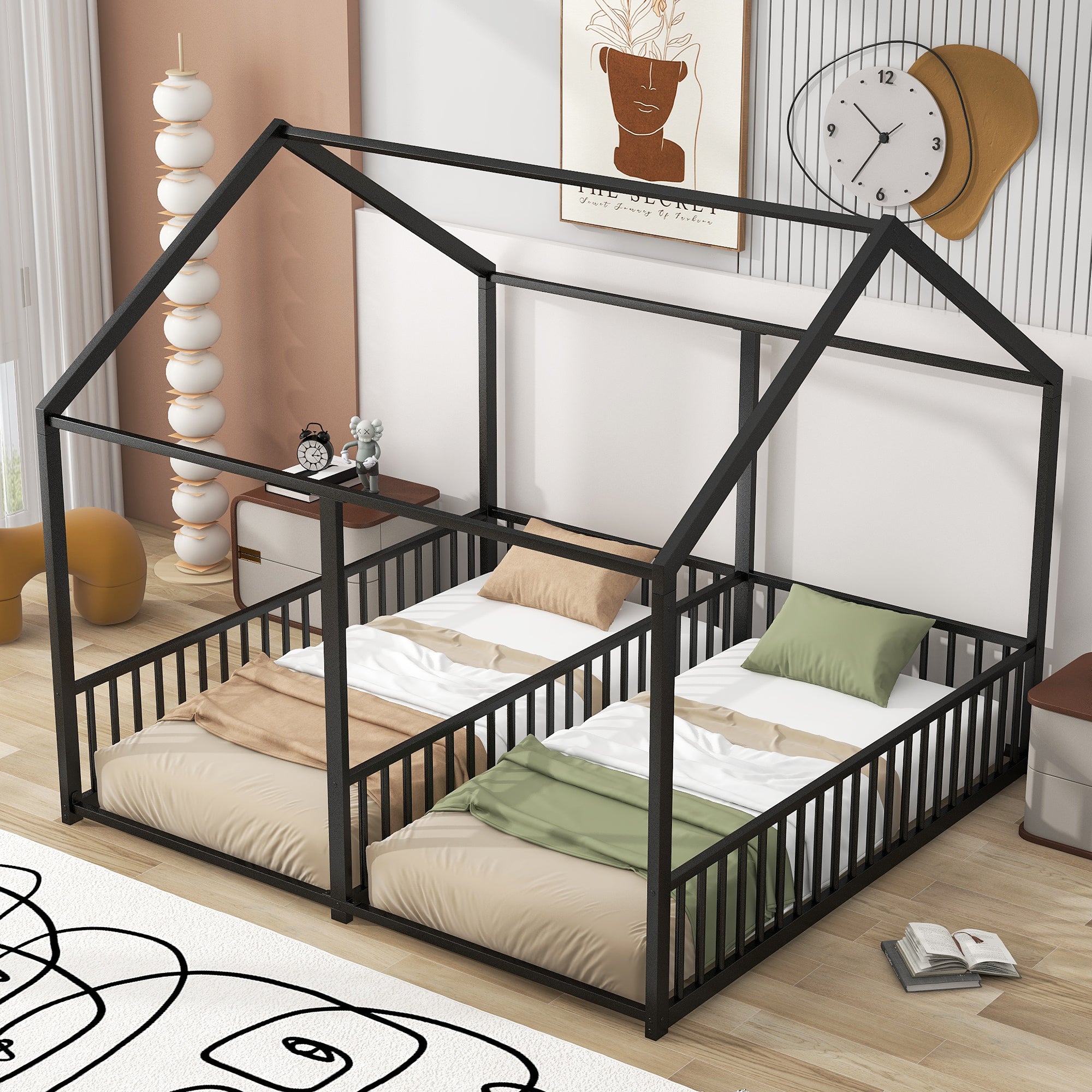 Metal Twin Size House Platform Beds