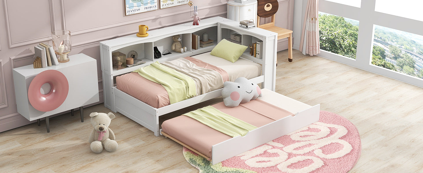 Twin Size Daybed with Trundle, Storage Cabinets & USB Ports
