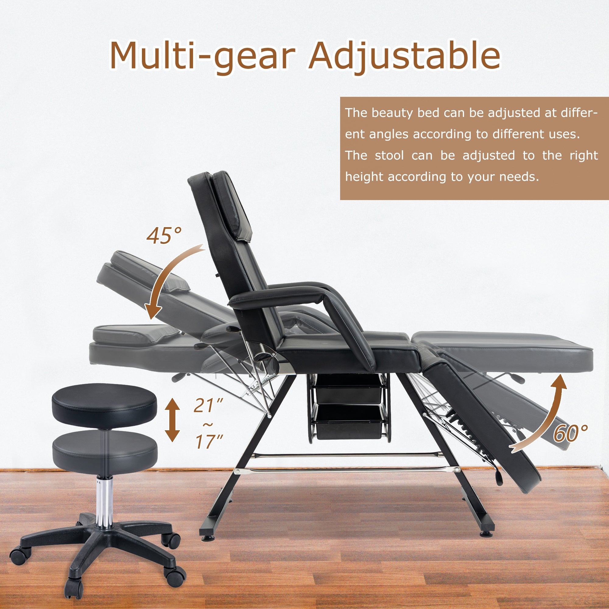 Massage Salon Tattoo Chair with Hydraulic Stool