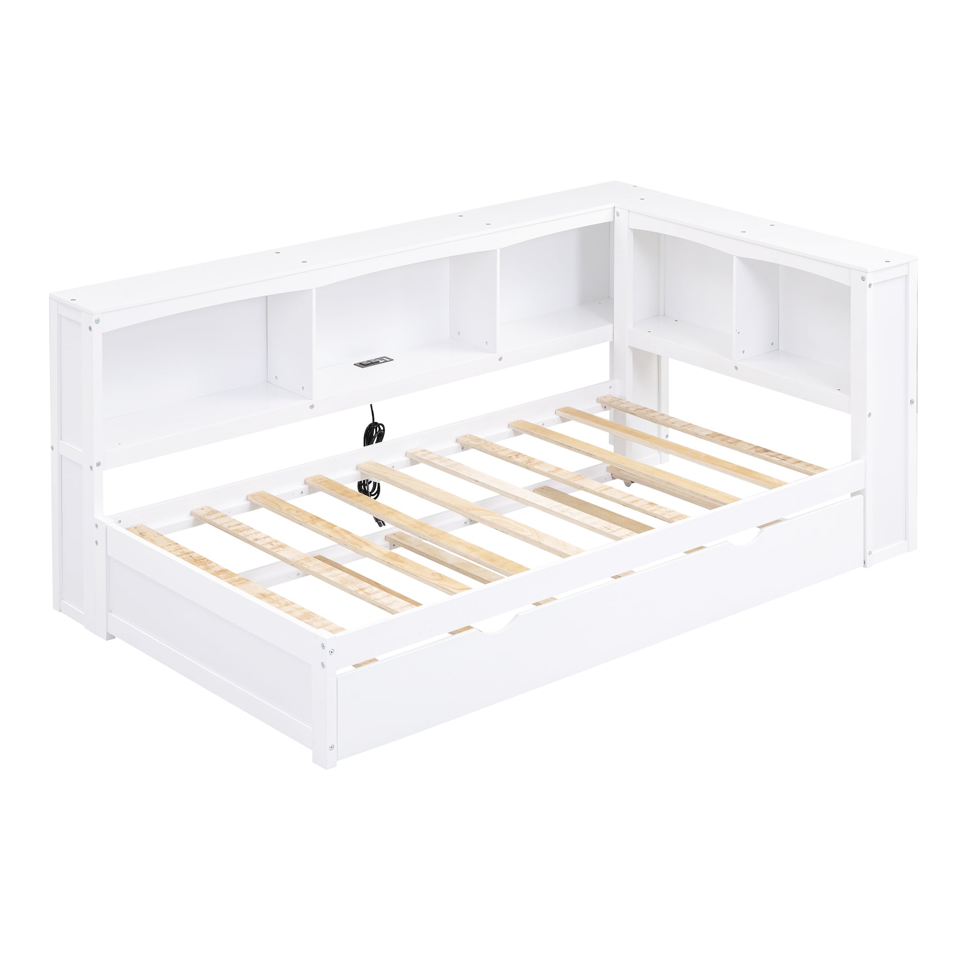 Twin Size Daybed with Trundle, Storage Cabinets & USB Ports